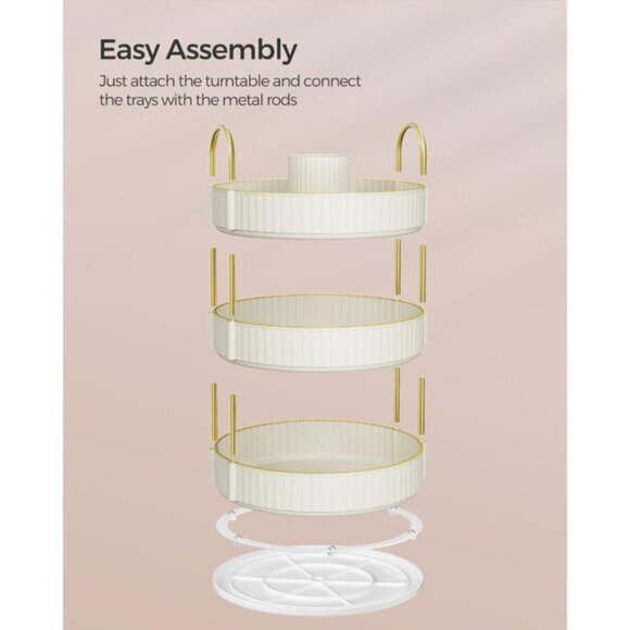 New 3-Tier Rotating Makeup Organizer, Customizable Lazy Susan in Cloud White - Picture 7 of 7